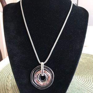 3/$15 Gunmetal Bronze Silver Circle Medallion Necklace